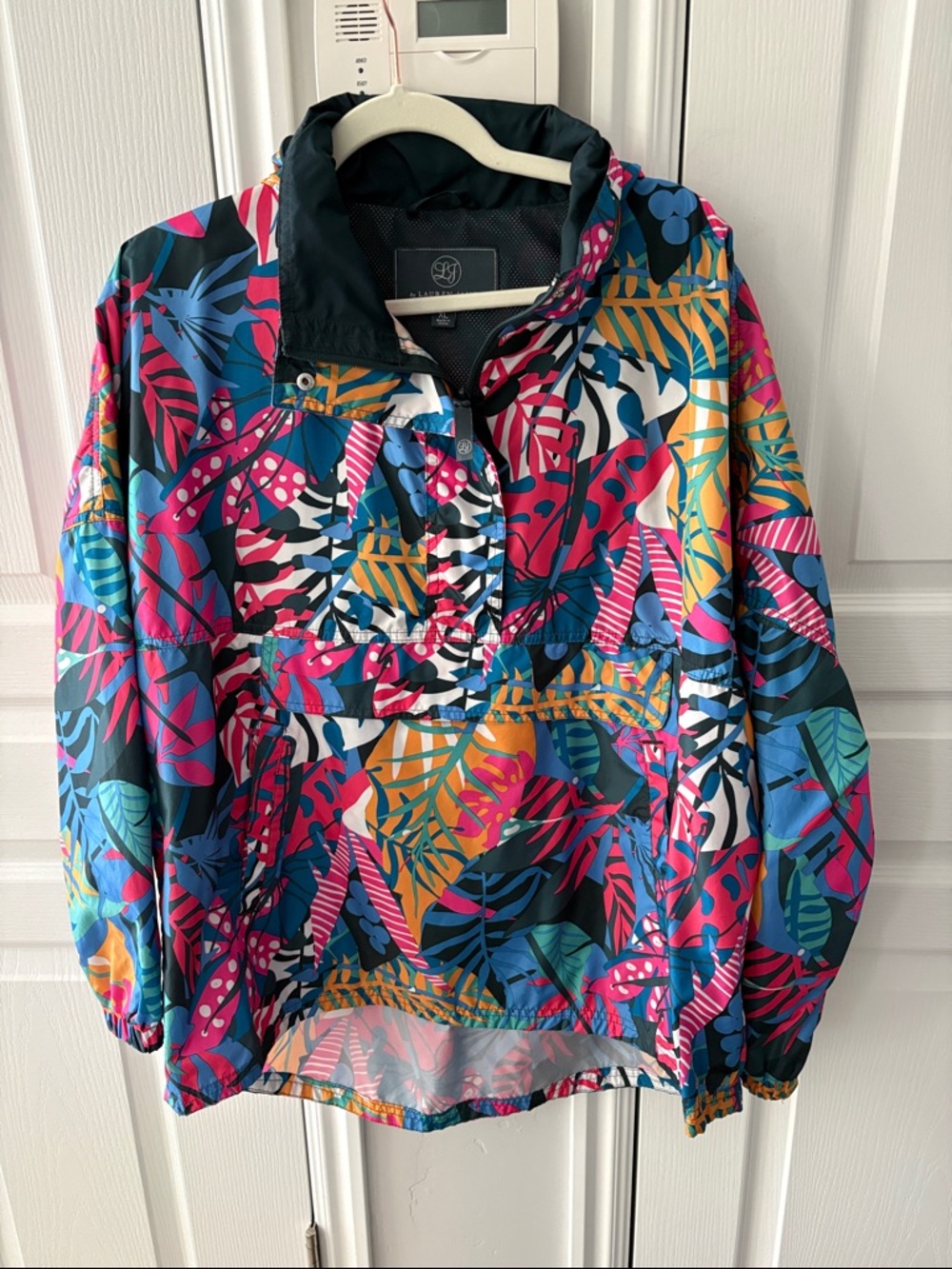 Retro Colorful Tropical Print Windbreaker Jacket